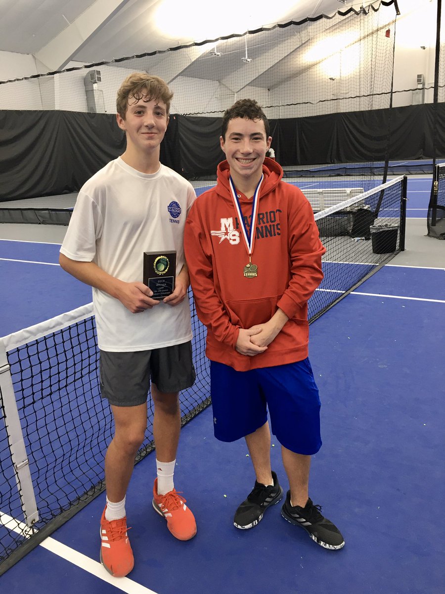 MSPatriotTennis's tweet image. Offseason tournament news...
Ryan Carey teamed up with Clark Rue of @WarriorTennis66 to win the 18U doubles title at Genesis today! The two also squared off in the singles championship. Clark was the champ and Ryan was the runner-up. David Carey, freshman, won the 14U title! #TPW