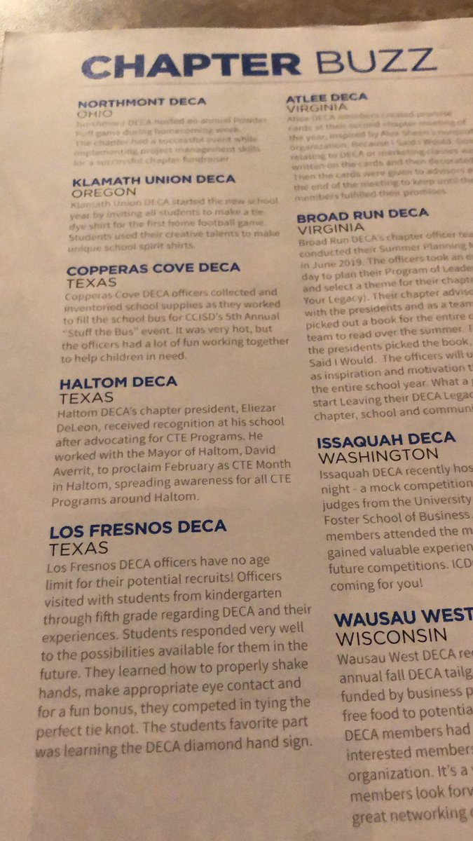 Love seeing <a href="/TexasDECA/">Texas DECA</a> chapters in the Chapter Buzz section of the DECA Direct!
