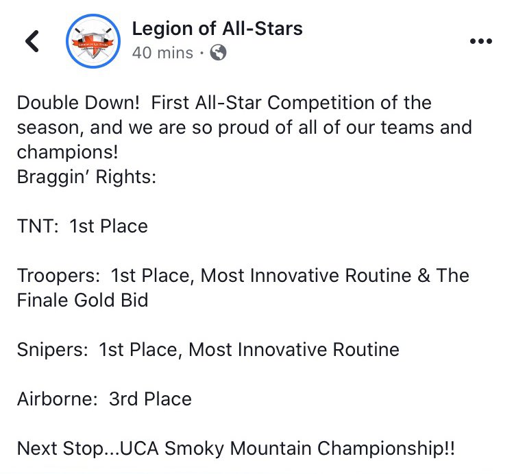 legionallstars's tweet photo. #WeAreLegion #1stCompRecord #LegionLife https://t.co/YQvrtVALgt