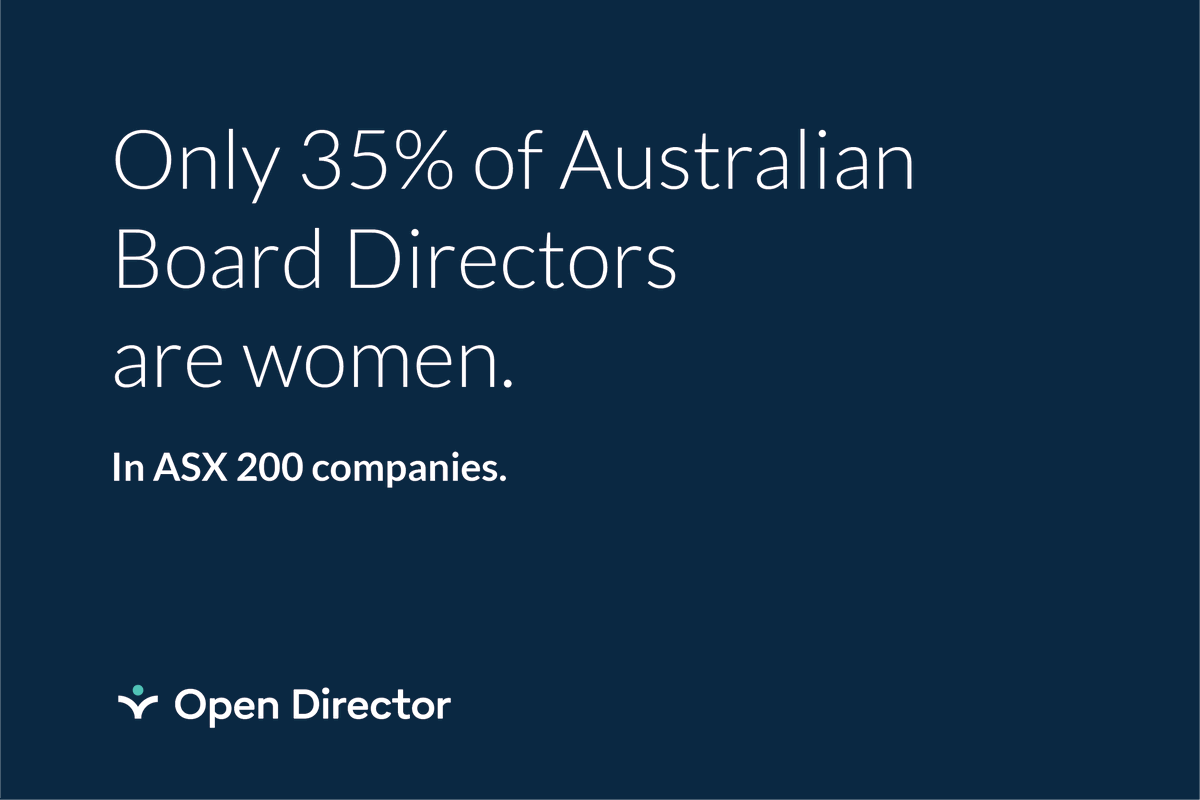 director_open's tweet photo. "Women are underrepresented on Australia's major company #boards. About 35% of board #directors are female for #ASX200 companies, but this falls to 25% when looking at unique directors, as #women are more likely to be on multiple boards." - @DonaldHellyer, OpenDirector CEO https://t.co/BjQSdi3eoP