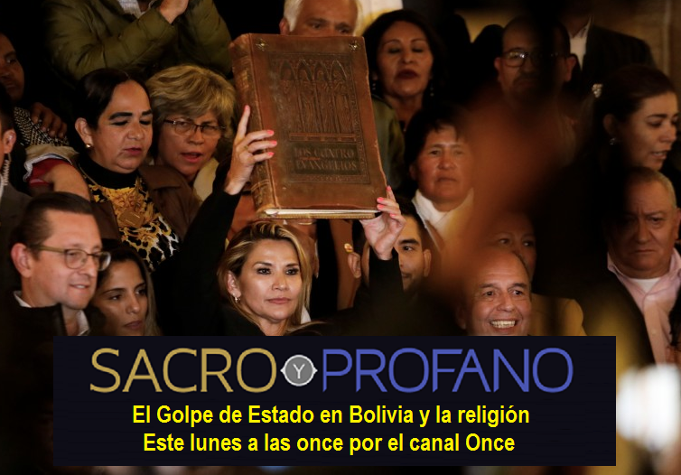 Bernar2Barranco's tweet photo. El golpe de Estado en Bolivia tuvo una justificación religiosa. Los golpistas invocaron a Dios para legitimarse.  La Biblia regresó al poder. Análisis del Dr. Felipe Gaytán y del periodista Rubén Luengas.Este lunes en Sacro y Profano a las once por el Once https://t.co/yhIyIBNFRL