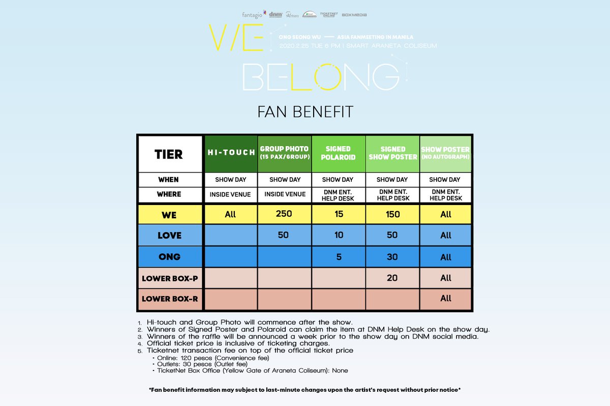 dnmentph's tweet photo. Ong Seong Wu Asia Fanmeeting
<WE BELONG> in Manila

🗓️Feb. 25, 2020 6PM (Smart Araneta Coliseum)

➡️Official Ticket Open 
🗓️Dec. 8, 2019 12NN (Ticketnet Outlets or Online)

➡️Pre-Selling
🗓️Dec. 7, 2019 (Gateway Cineplex Lobby)

#WEBELONGinMNL #ONGSEONGWU https://t.co/jblGUjaHnC