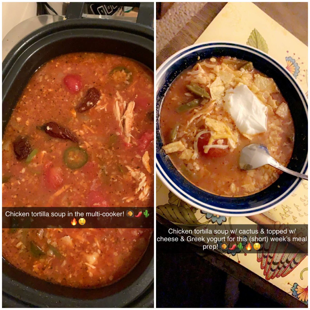 EricaLynn1549's tweet image. #multicooker #chicken #tortilla #soup #cactus #cheese #greekyogurt #shortweek #holidayweek #dinner #mealprep #healthymeals #healthyliving 🥘🌶🌵🔥🤤 @V_Embo