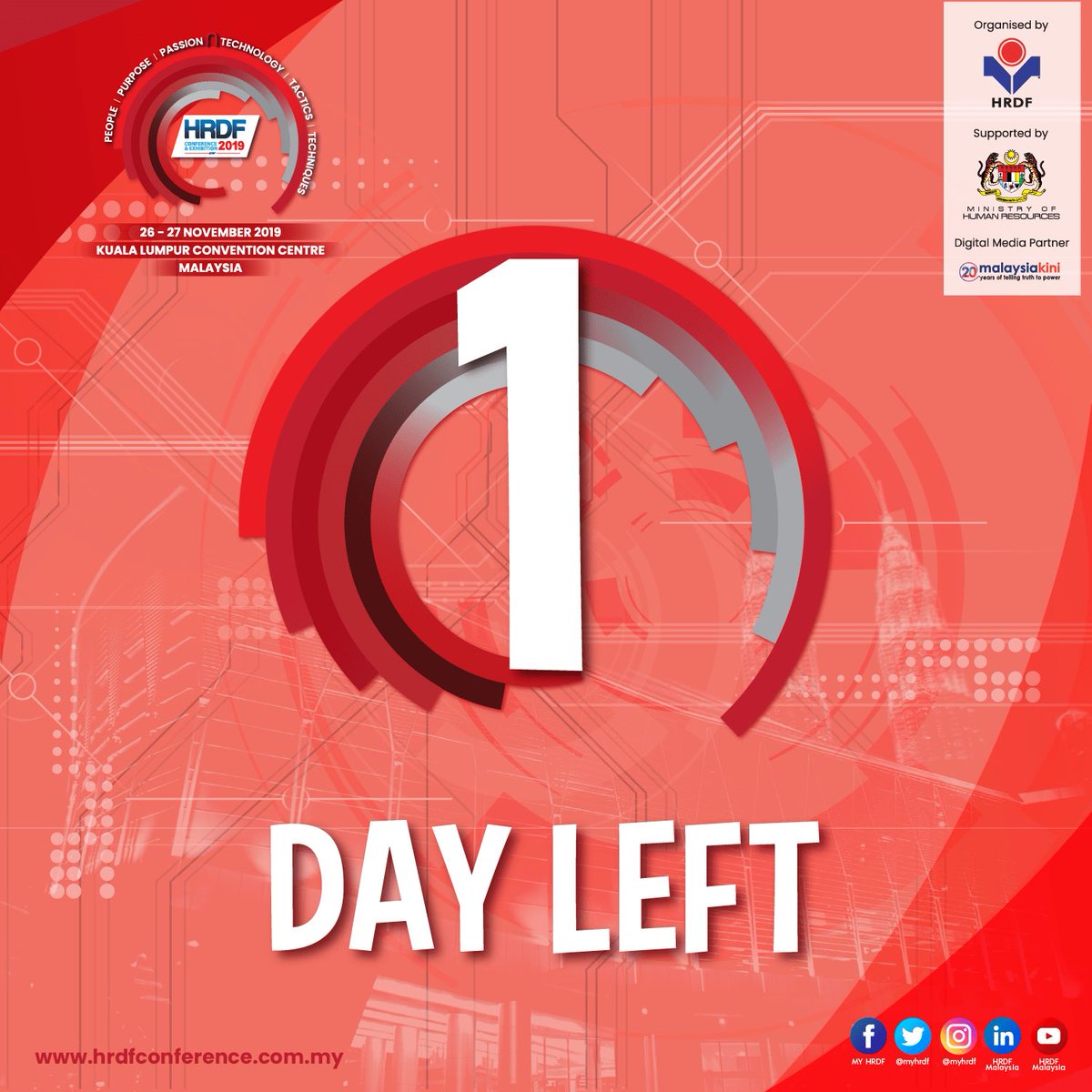 TICK TOCK!
The HRDF Conference & Exhibition 2019 is happening tomorrow!
Think it’s already too late to get your tickets? GOOD NEWS! You can register on-site at the Kuala Lumpur Convention Centre tomorrow!
Where else? Visit https://t.co/KKS4PPVlW3 to know more. https://t.co/SGP73UqO9D