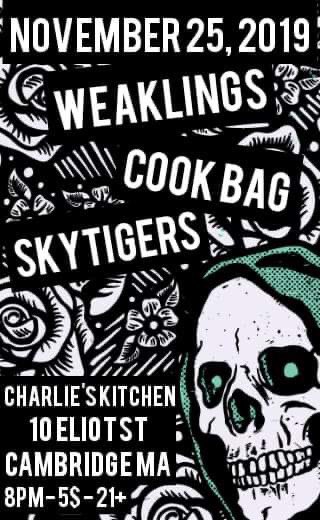 WHAT UP. Been Away from the twitter for a hot second but we’re back. TOMORROW NIGHT at <a href="/CharliesKitchen/">Charlies Kitchen</a> with Weaklings and <a href="/SkyTigersMusic/">SkyTigers</a>. 8pm doors//9pm music//$5. COME ON OUT . #boston #punksofthedigitalage #livemusic #localartist #MusicMonday