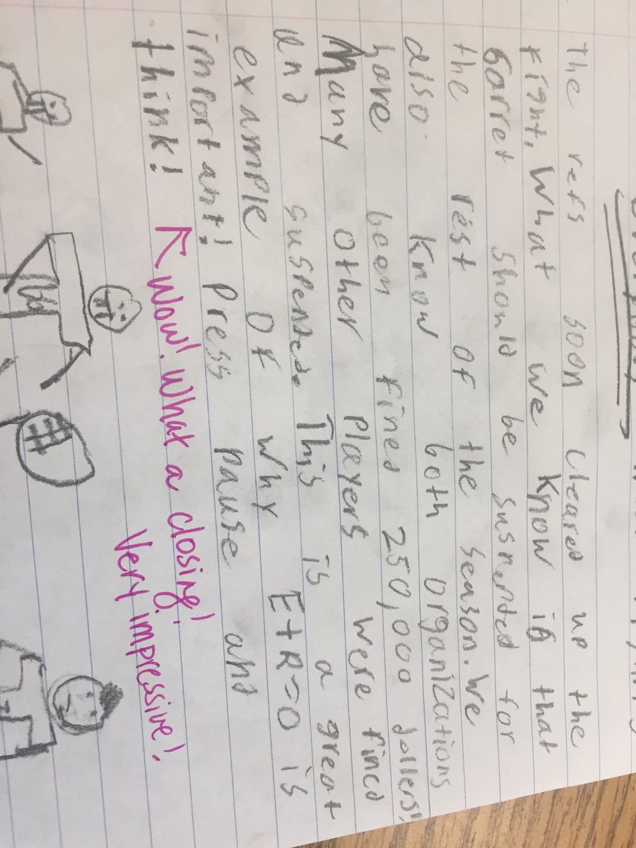 thackerteaches's tweet image. E+R=O! This fourth grader sprinkled E+R=O throughout his current event piece and had this “above the line” closing! ⁦@TimothyKight⁩  #MasonMoment