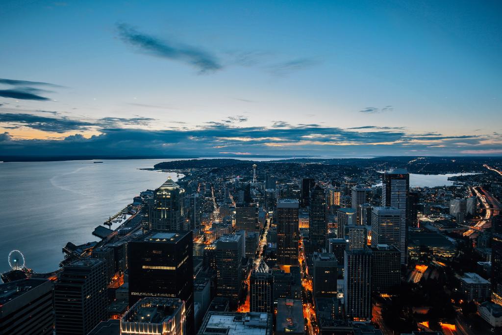 Downtown Seattle at dusk