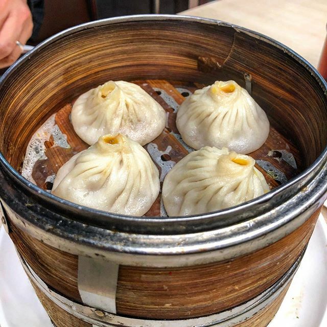 Delicious and porky Xiao Long Bao soup dumplings around the corner from our AirBNB