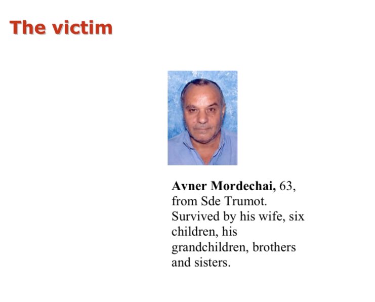 114) Organization: PIJOn July 19 2003, a 19 year old resident of Al-Yamun (west of Jenin) entered a grocery store in Moshav Sde Trumot at the Beit She’an Valley in the early morning hours and blew himself up. 1 killed, the owner of the store.