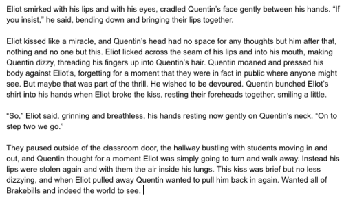 i'm not letting myself open the doc until after i've finished editing the angst fic but I just found these caps of The Scene on my blog and like this writing is rough as hell but wow i really gotta finish writing this thing one day huh