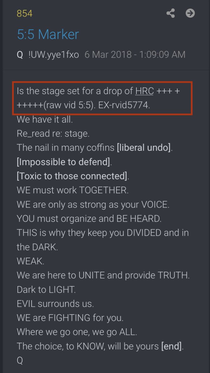 I never noticed the [Y]’s In General Flynn’s tweet!!Never[y]Hillary [Y]Is the stage set for a drop of HRC +++ + +++++(raw vid 5:5). EX-rvid5774.We have it all.Re_read re: stage.Stage_5:5[y] #WeinerLaptop  @GenFlynn  @realDonaldTrump  https://twitter.com/GenFlynn/status/794651828981993473