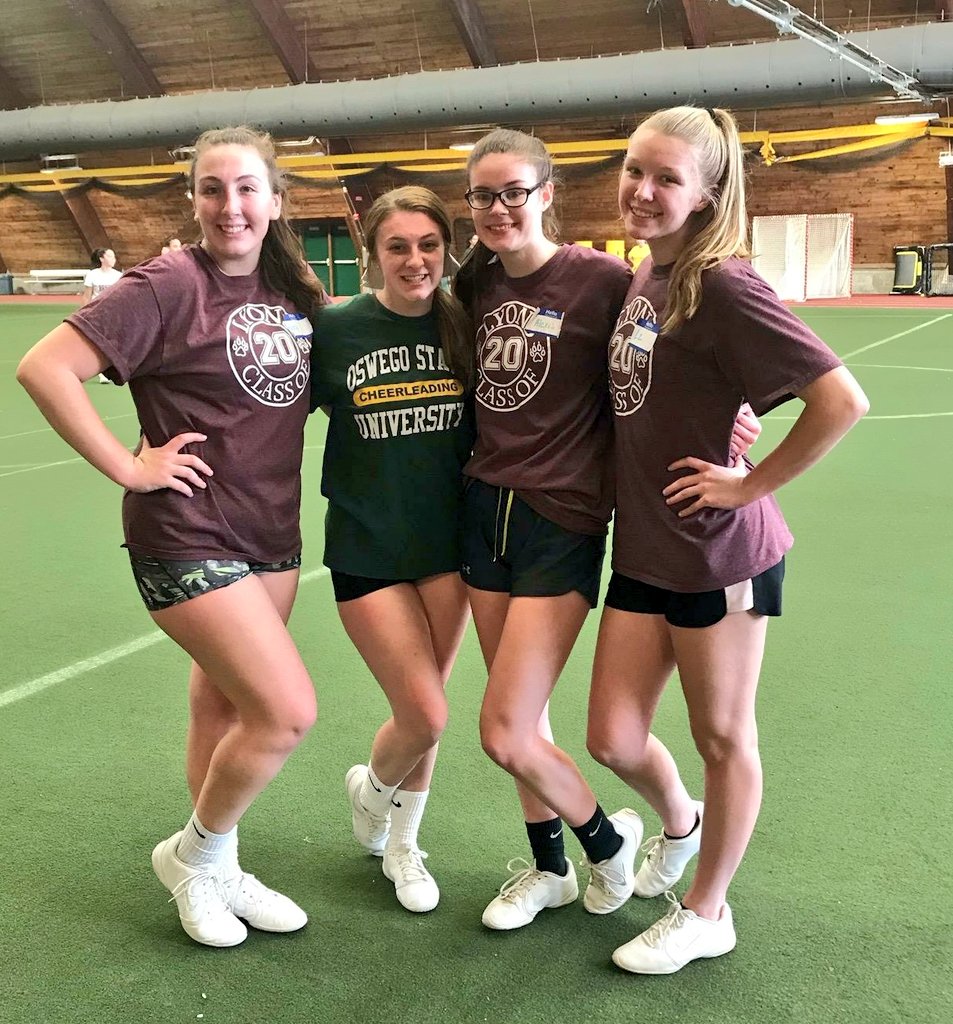 _LVCheer's tweet photo. LVC Seniors attended the @Oswegostatecheer Recruitment Clinic on Saturday to support our Alumni!! Way to represent Ladies!! 💞🎀 @LyonsSchool @AthleticsLY https://t.co/VeGKdK9AZL