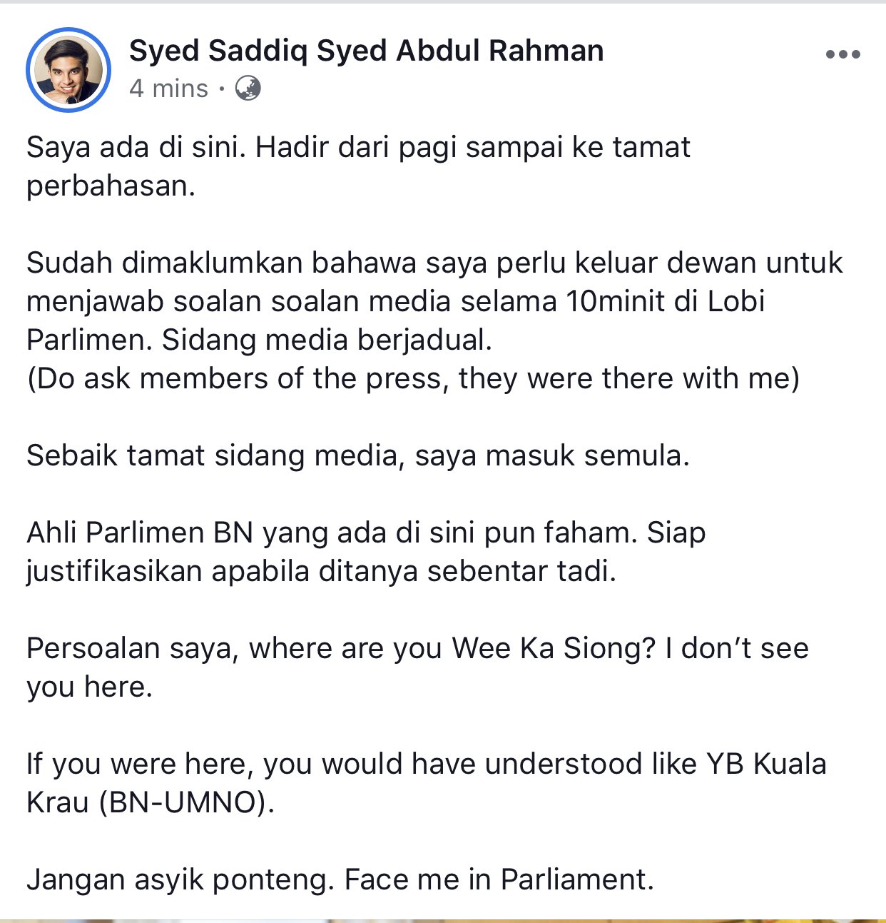 Syed Saddiq On Twitter My View Today Semasa Perbahasan Belanjawan Anak Muda Kbs Wee Ka Siong Tuduh Saya Tidak Hadir Walhal Dah Dimaklumkan Dari 7jam Masa Perbahasan Sepuluh Minit Saya Perlu Jawab