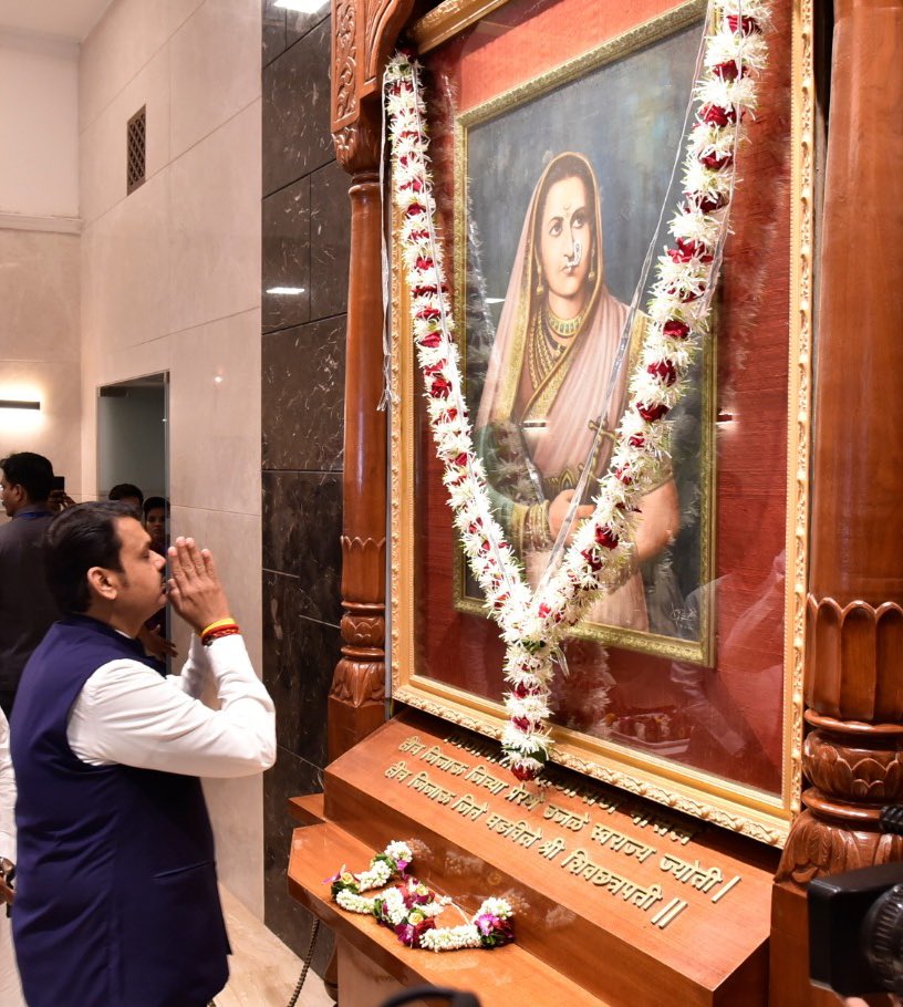 Dev_Fadnavis's tweet photo. Offered my floral tributes to Rajmata Jijau, Chhatrapati Shivaji Maharaj &amp; BharatRatna Dr Babasaheb Ambedkar at Mantralaya, Mumbai this morning. https://t.co/nnAmrlV9H3