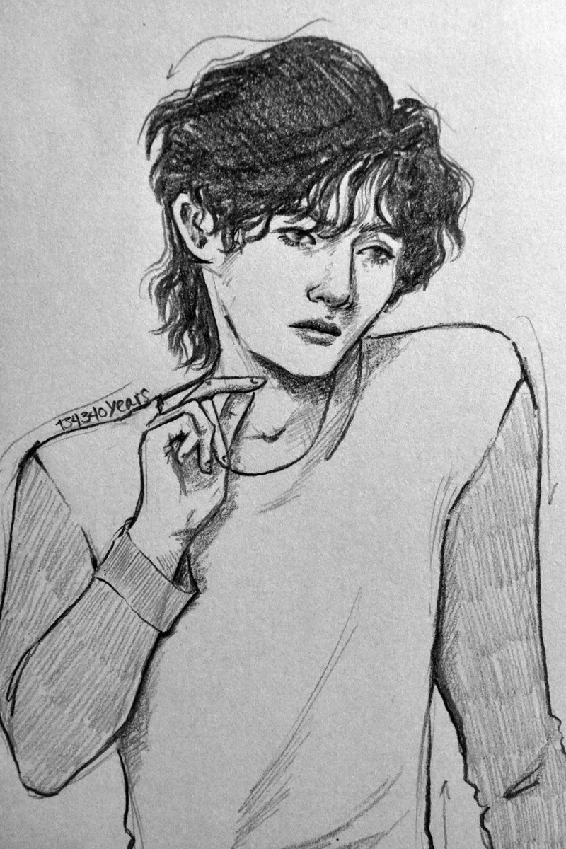 20190702 / day 183yes i'm NEVER letting go the mullet, but also tae has such a pretty face that he looks good with any hairstyle #btsfanart @BTS_twt