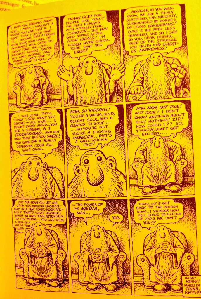 juliacmarchese's tweet photo. I adore Robert Crumb - his unabashed pervertedness, his complete outsider perspective, not to mention his genius. 

This is the most powerful, creative, heart punch of a comic strip I have ever read &amp; it says volumes in just 18 panels. Truly magnificent. #robertcrumb https://t.co/uY09nhQGbs