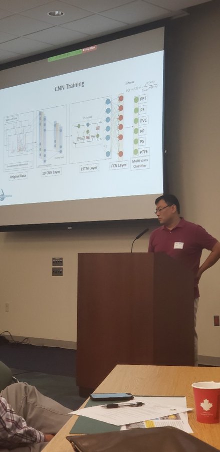 WSUMicroplastic's tweet photo. Project co-director Dr. Mark Cheng covers sensor technology updates to advisory board meeting participants. https://t.co/mfiorj10Ed