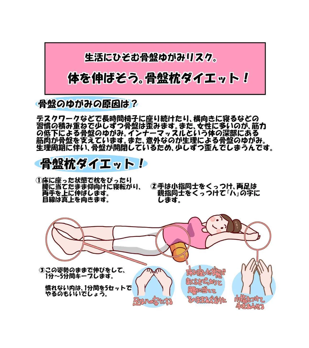「骨盤が歪んでいる人必見」骨盤を正しい位置に戻してすっきりとした体を作ろう！