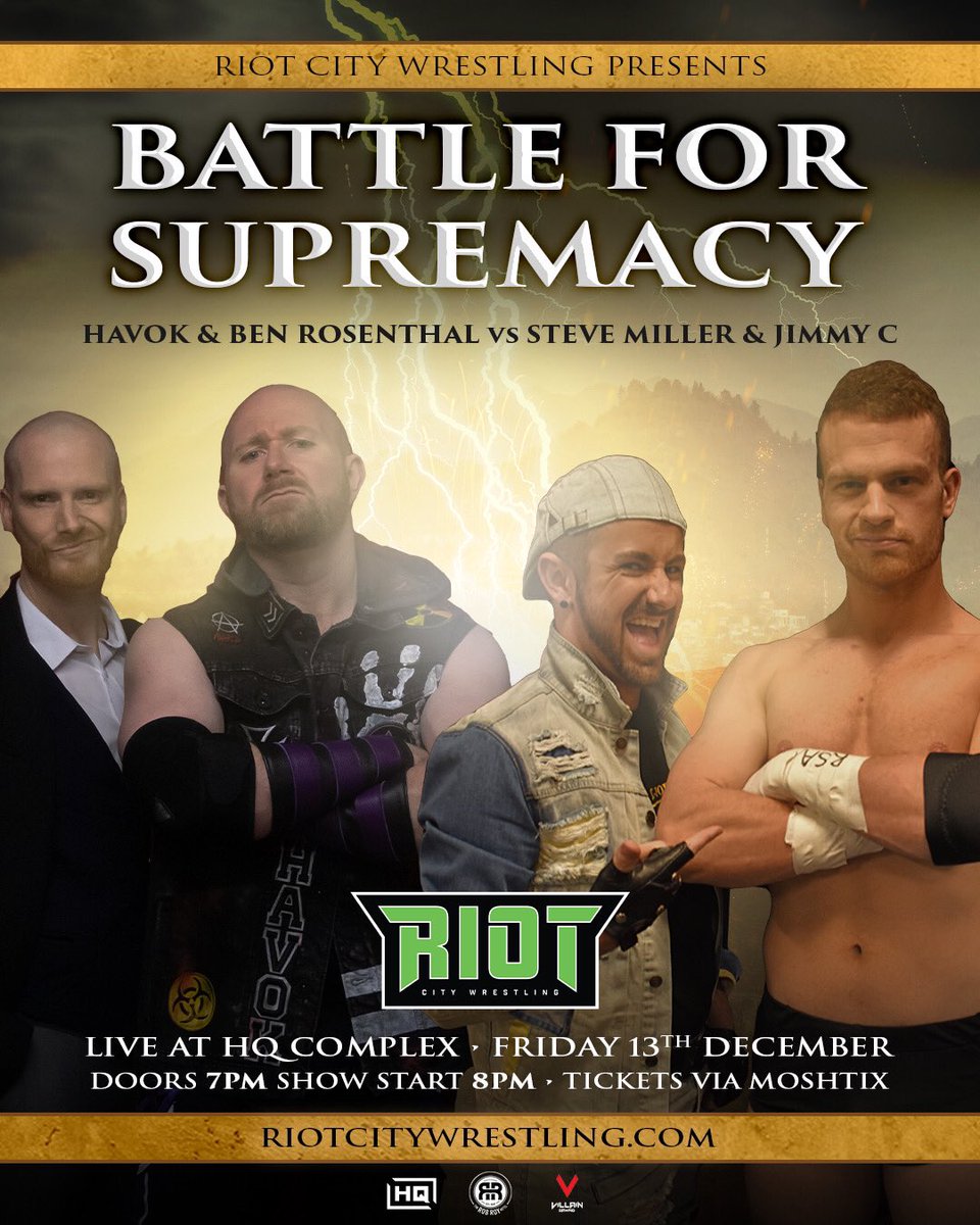 rcwrestling's tweet photo. Tickets for #RCWBFS are on sale NOW: https://t.co/CBvUj8VkJP
Team SAS-C, @stevemillerPW & @thatjimmycguy, have been on fire in Riot City Wrestling!
But that’s was until @havok_pro & @BenRosenthal showed up!
This can’t miss tag team match happens December 13th at HQ Complex! https://t.co/BIPTIStDrg
