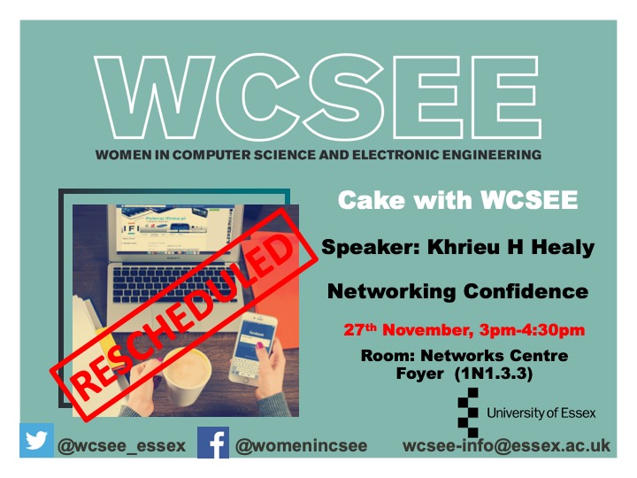 The #network #confidence session was rescheduled to this Wednesday! Don't miss it! Info in image #womenincsee #WomenInSTEM #employability