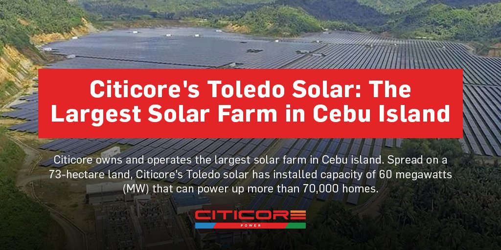 CiticorePH's tweet photo. Get to know the largest solar power plant in Cebu. #Citicore #BridgingEnergyandEnvironment #ToledoSolar #FTSEC #energysecurity #RE100 https://t.co/Iap5t4FaPE