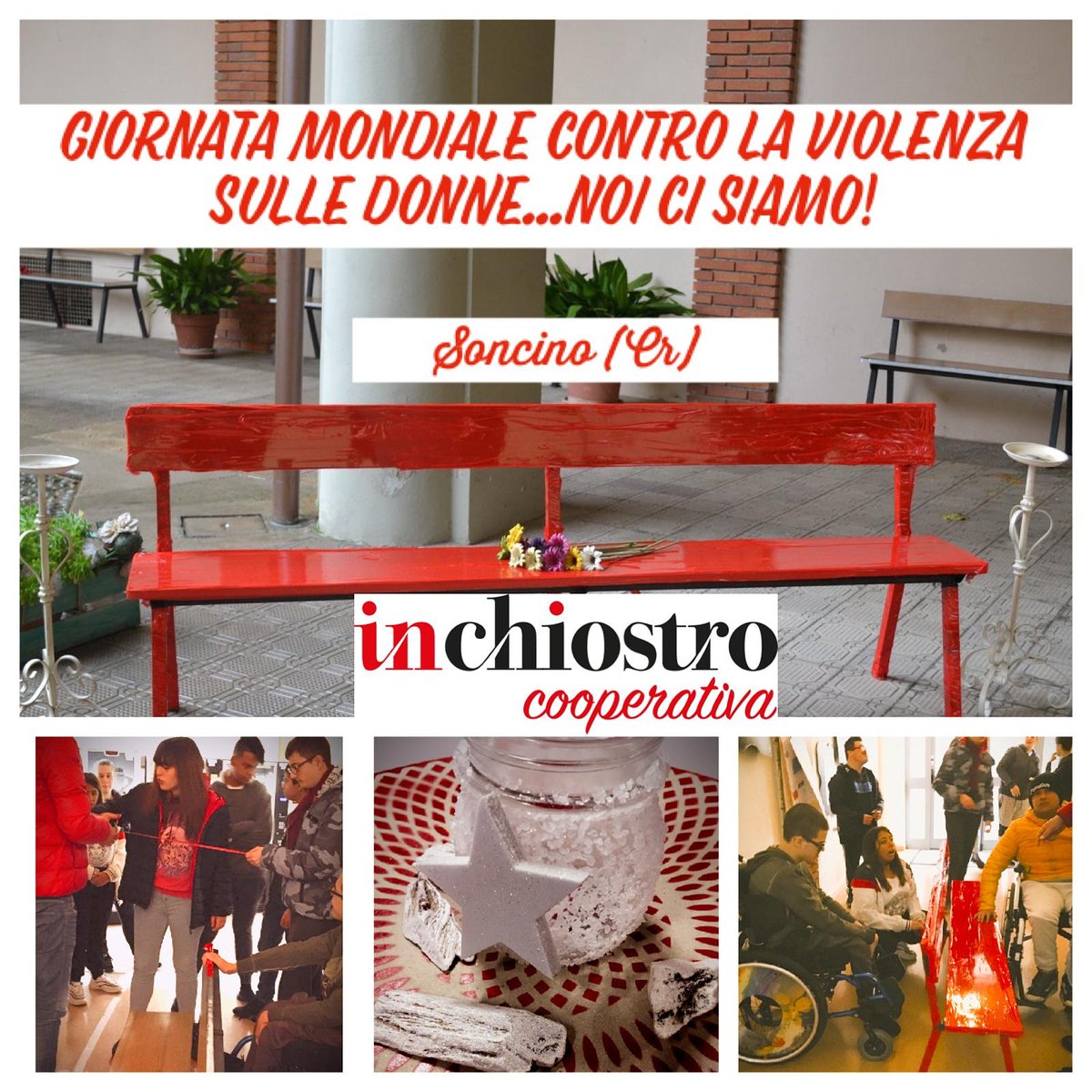 #25novembre #giornatacontrolaviolenzasulledonne Tutti i giorni con il nostro impegno nelle realtà didattiche e educative, testimoniamo che la #violenza non è la strada giusta da percorrere #Soncino #Cremona ❤ #panchinarossa #noviolenzasulledonne #Lombardia #Italy ❤