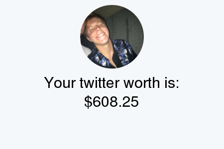 geoffstdare's tweet photo. My Twitter worth is: $608.25

Find yours with https://t.co/NyAGa43OVf

. https://t.co/Qo14OONc4B