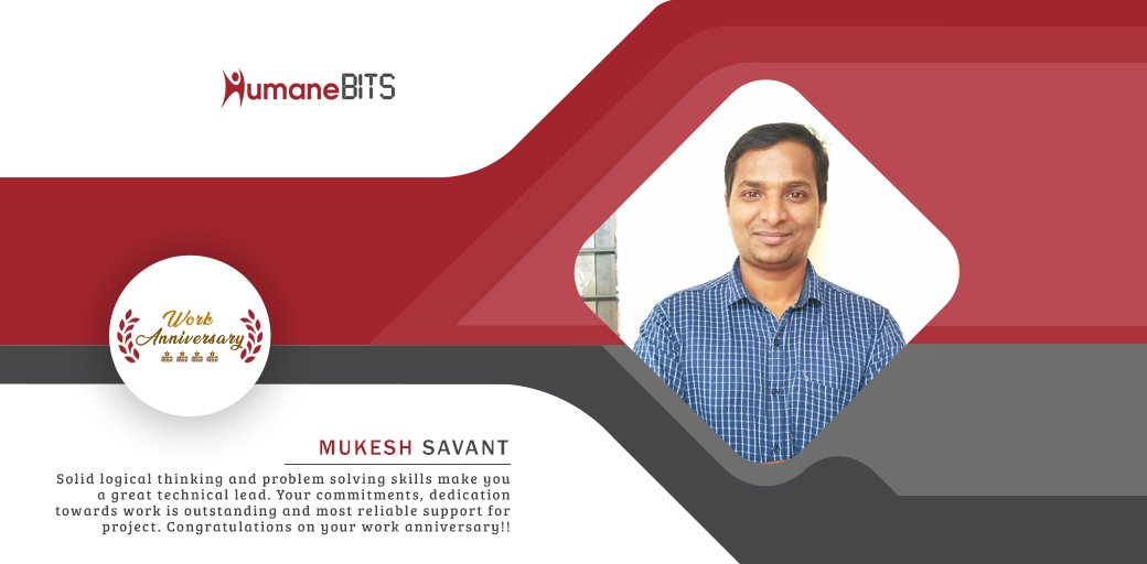 HumaneBITS's tweet photo. Happy Work Anniversary Mukesh Savant
#WorkAnniversary #HumaneBITS https://t.co/iy93URcnw7