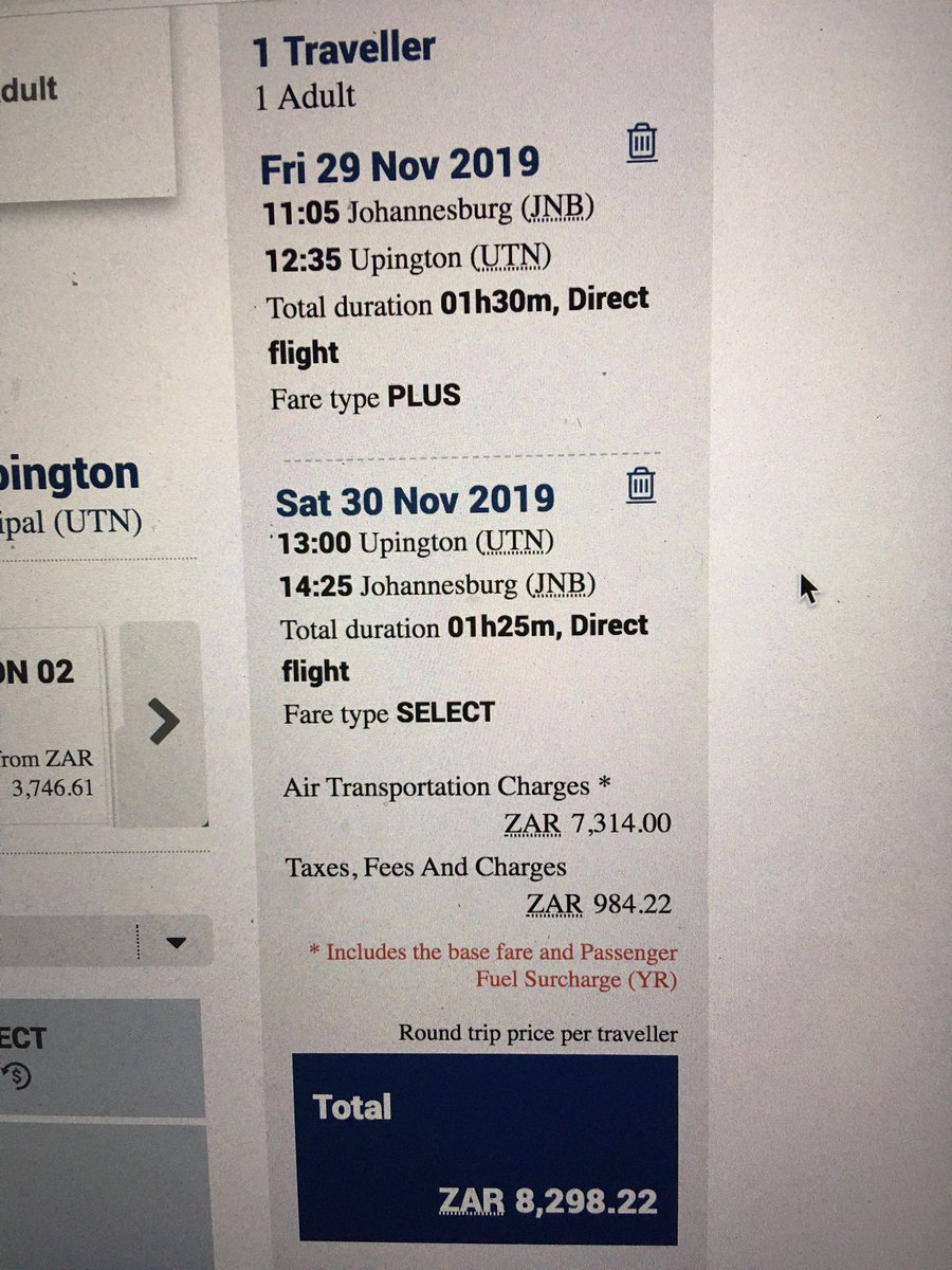 torquemarius's tweet photo. This is absolutely ridiculous and impossible to justify! I can fly to Europe for this....monopoly on a route - it should be regulated! Taking the piss like this and they still can’t make the business work #ripoff #saairlink https://t.co/cFJlCJ457Q