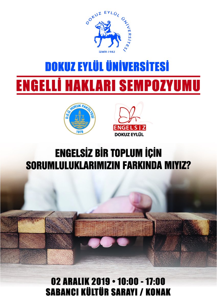 2 Aralık 2019 Pazartesi Saat:10:00 – 17:00 arasında Sabancı Kültür Sarayı Hasan Tahsin Salonunda “Engelli Hakları Sempozyumu” düzenlenecektir. Sempozyumumu’za katılımlarınız bizleri onurlandıracaktır.