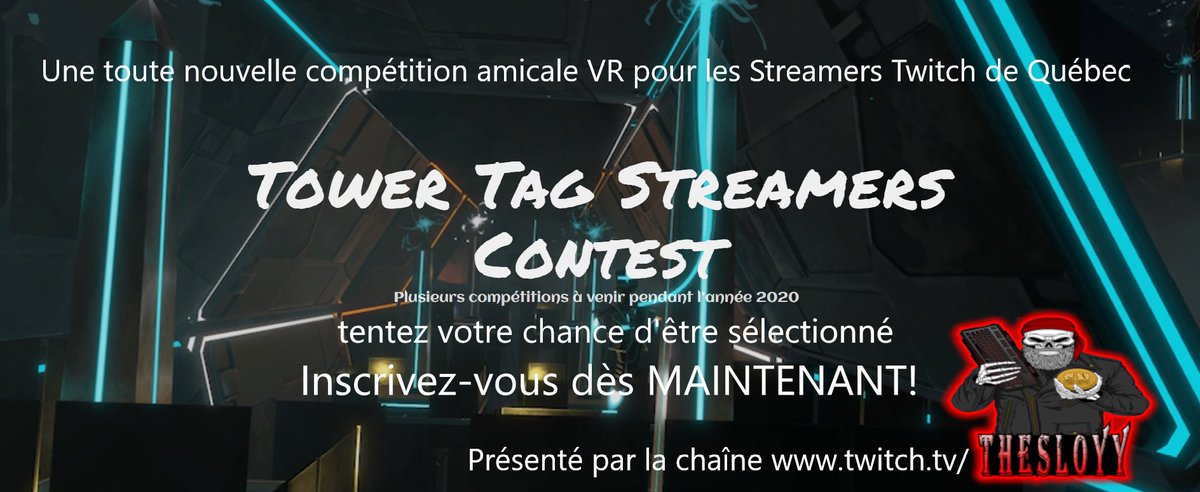 TSloyy's tweet image. OYÉ OYÉ DIFFUSEURS ET DIFFUEUSES SUR TWITCH AU QUÉBEC!!

La nouvelle compétition amicale VR prend son envol en 2020!!

Inscriptions Ouvertes!!! Partager et inscrivez vous en grand nombre!! ttsc.eventcreate.com

#TTSC @commuQuebec @LesChatsBarbus @TwitchQuebec @TowerTagVR