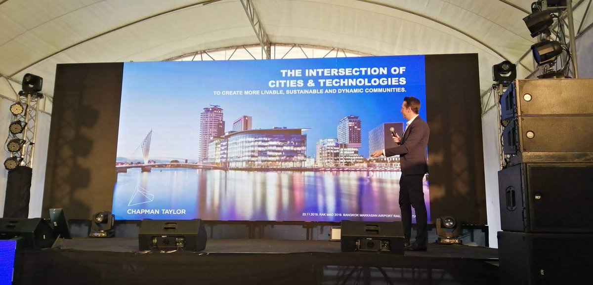 Chapman_Taylor's tweet photo. South-East Asia Director Oscar Martinez spoke about designing #smartcities at Rak Mao Fest in #Bangkok on 23 November, drawing upon Chapman Taylor’s experience to outline how to use digital technology for more liveable, #sustainable and dynamic communities #Architects #Designers https://t.co/EjA4iQnY3Z