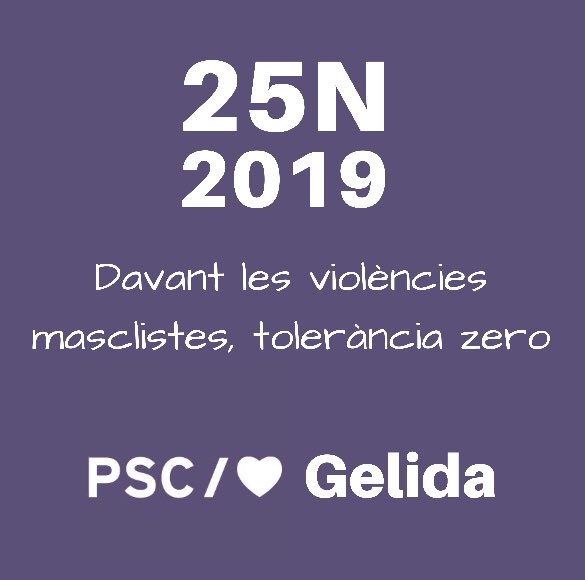 Les i els socialistes de Gelida reafirmem avui el nostre compromís en la lluita contra la violència de gènere.
Davant la #violènciamasclista, #tolerànciazero
#Gelida #altpenedès