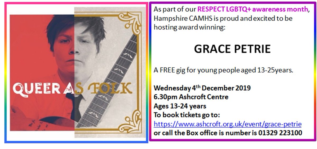 HANTS_CAMHS's tweet photo. *Grace Petrie* a FREE gig for 13-24 year olds Few tickets left 👇 https://t.co/DEJAwn5Zph