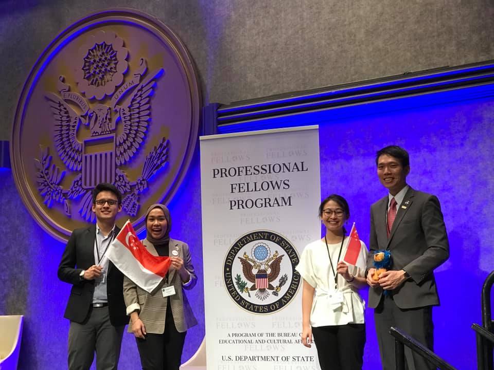 Shout-out to our Singaporean delegates at the <a href="/yseali/">YSEALI</a> Professional Fellows Congress happening now in Washington, DC.: (L-R) Heng Li Seng, Sarah Ismail, Chong Ning Qian, and Fun Man Fung! (Photo: <a href="/chemFunMan/">Fun Man Fung</a>)