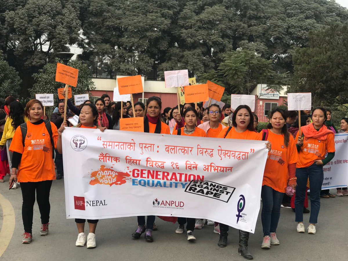 'DRUG USE IS NOT AN EXCUSE FOR VIOLENCE AND ABUSE' , #womenwhousedrugs are left behind.We are women first! So #Wearehere Dristi Nepal participated at the national rally organized by #WomenCommission in Nepal today to mark 1st day of #16DaysofActivism #womeninnepal  #wedoexist