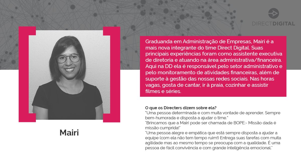exato_digital's tweet photo. Hoje apresentamos a Mairi, nova integrante do nosso time! 

#DirectDigitalTecnologia #Directers https://t.co/K0DErNHJn1