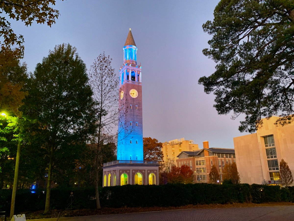 LeePaceTweet's tweet photo. Early bird gets the cool views. @UNC Bell Tower swathed in blue to celebrate @UNCFieldHockey natty awaited eight PAX for 0545 romp. @F3Churham @F3Nation https://t.co/lCH5FVhdOg
