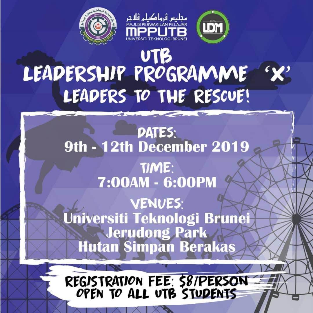 MPPUTB's tweet photo. UTB LEADERSHIP PROGRAMME 'X' 2019 (ULP ‘X’)

OPEN TO ALL UTB STUDENTS 👥

So what are you waiting for?
🌟 SIGN UP NOW 🌟
https://t.co/sfGGzT9SWI

📲 For inquiries, contact:
Aqil Azmin (8644000)
Leena Ramlee (8914350) https://t.co/0XsBZAUFtY