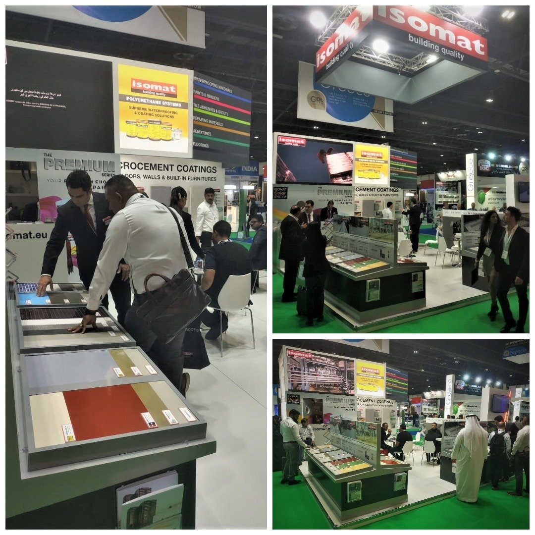 isomateu's tweet photo. The @Big5Exhibition 2019  has begun today! Visit us at Hall 7 Stand D321 and learn all about ISOMAT's complete product solutions! 🇦🇪🤩

#Big5Exhibition #isomat #polyurethane #waterproofing #systemsolutions #buildingmaterials #exhibition #construction #dubai #UAE https://t.co/yGRHGRypN7