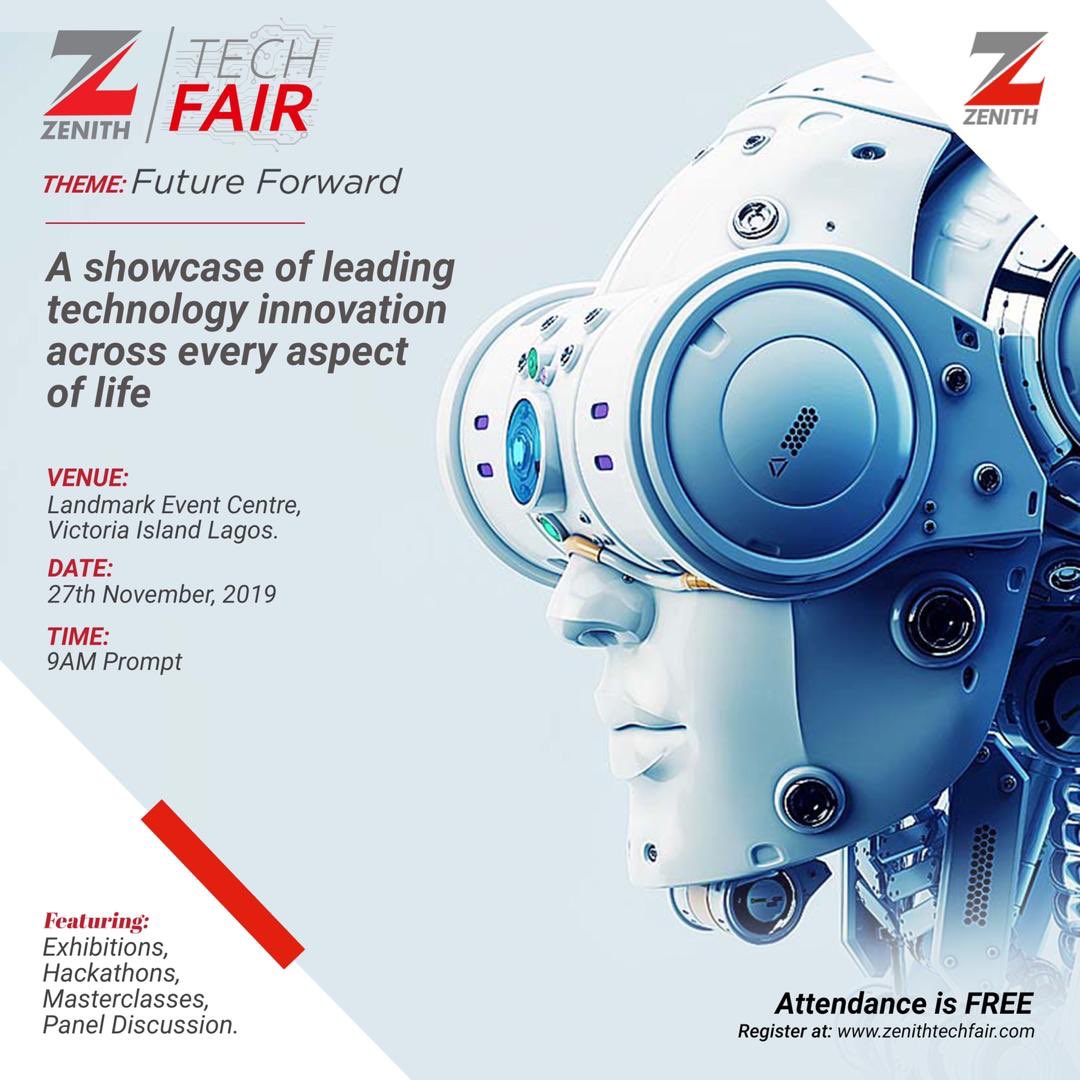 Titooflagos's tweet image. The #ZenithTechFair is happening on the 27th of November, 2019 and it’s going to be one of it’s kind, Venue is landmark event Centre, Victoria island here in Lagos and it’s free to attend