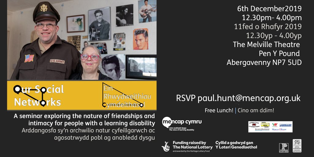 Do you work with people with a #learningdisability in #monmouthshire #newport #blaenaugwent or #torfaen? Do you work for a provider or are an #ldnurse? Sign up for our seminar where we will share the findings from our oral histories about friendships and romantic relationships.