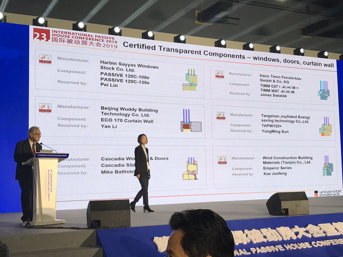 It was the closing plenary that drove home the juggernaut unleashed by the Chinese entering the global  #Passivhaus market. Wave after wave of new product certifications were handed over, making it hard to distinguish between them.  #iphc23