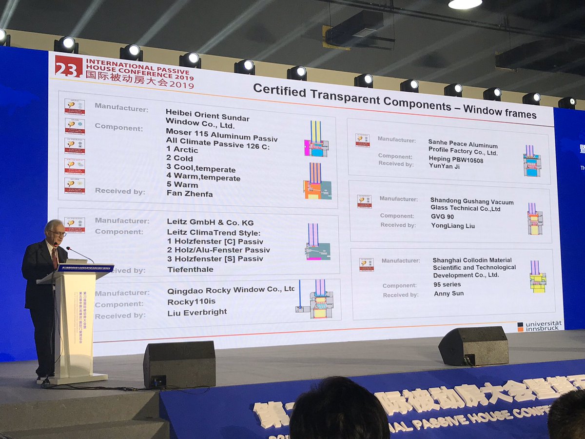 It was the closing plenary that drove home the juggernaut unleashed by the Chinese entering the global  #Passivhaus market. Wave after wave of new product certifications were handed over, making it hard to distinguish between them.  #iphc23