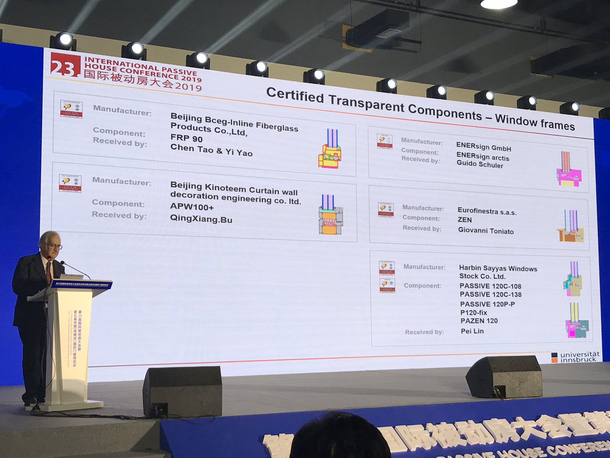 It was the closing plenary that drove home the juggernaut unleashed by the Chinese entering the global  #Passivhaus market. Wave after wave of new product certifications were handed over, making it hard to distinguish between them.  #iphc23