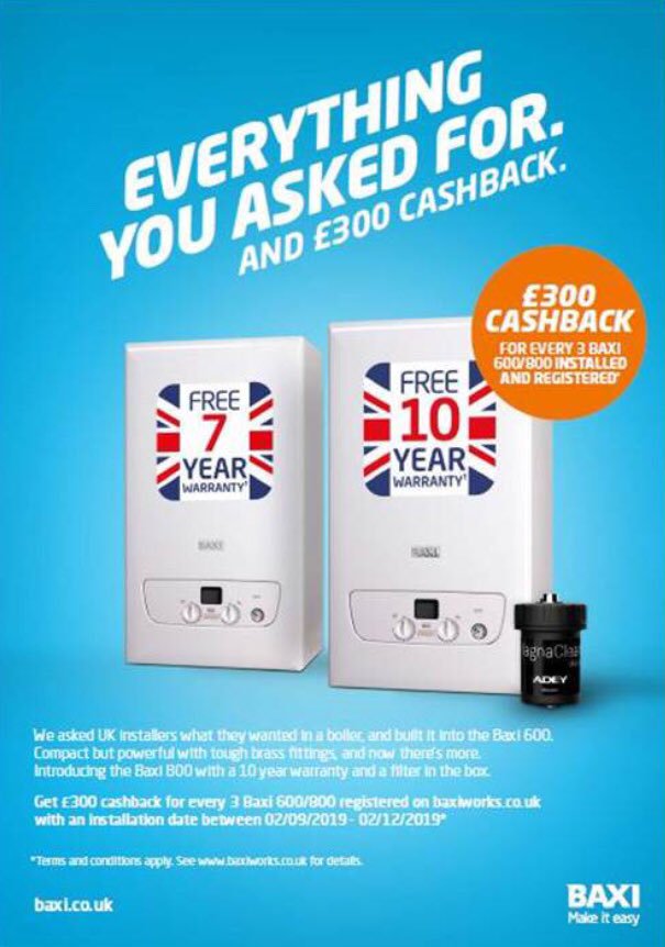 Don't get the #MondayBlues get yourself along to <a href="/plumbaseuk/">Plumbase</a> <a href="/morecambepb/">plumbase morecambe</a> branch and take advantage of <a href="/baxiboilers/">Baxi UK & Ireland</a> £300 #CASHBACK #winterincentive its the last week to claim this fantastic opportunity and get the added benefit of fitting the UK's best #boiler #Baxi600 #Baxi800