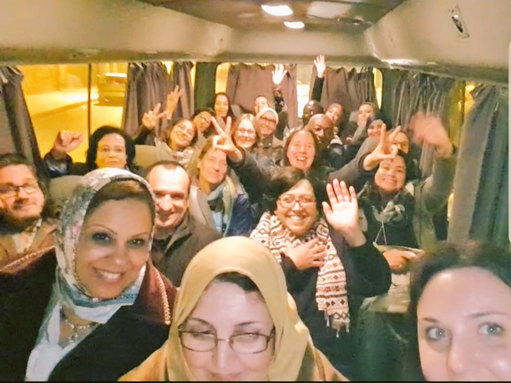 DuroisinNatacha's tweet photo. Après une journée studieuse, retour de la super soirée festive! Désolée, le bus est complet! #RIFEFF #Oran #Algerie #ambiance @thierryUdM https://t.co/lyphZ5qjZu