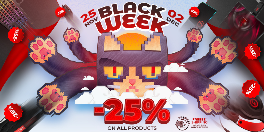 Happy #BlackFriday
25% on all products and free shiping.
¡¡NEW SETUP IS COMING!!

ozonegaming.com