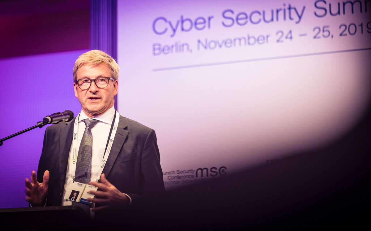 'In the digital age, cybersecurity is becoming more and more important.' @AxelStepken CEO of TÜV SÜD at the Cyber Security Summit of @MunSecConf . With the #CharterOfTrust, 16 global partners joined forces for more #Cybersecurity #MSCcyber #tuvsud securityconference.org