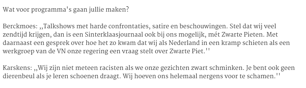 Een verzameling Roze Olifanten in het AD (P.7) door <a href="/arnoldkarskens/">Arnold Karskens</a> van Ongehoord Nederland: ,,Wij zijn niet meteen racisten als we onze gezichten zwart schminken. Je bent ook geen dierenbeul als je leren schoenen draagt. Wij hoeven ons helemaal nergens voor te schamen.''